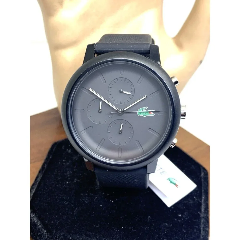 Lacoste Men's Watch 2011243 Quartz Chronograph Black Dial Rubber Strap 43mm